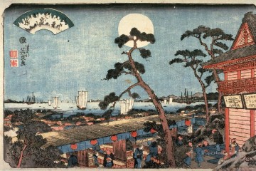autumn moon over atago hill atagosan no aki no tsuki from the series eight views of edo 1846 Keisai Eisen Japanese Oil Paintings